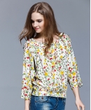 Floral printed silk crepe de chine top